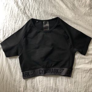 Gymshark Flex Crop Top (Black Marl/Charcoal) - M